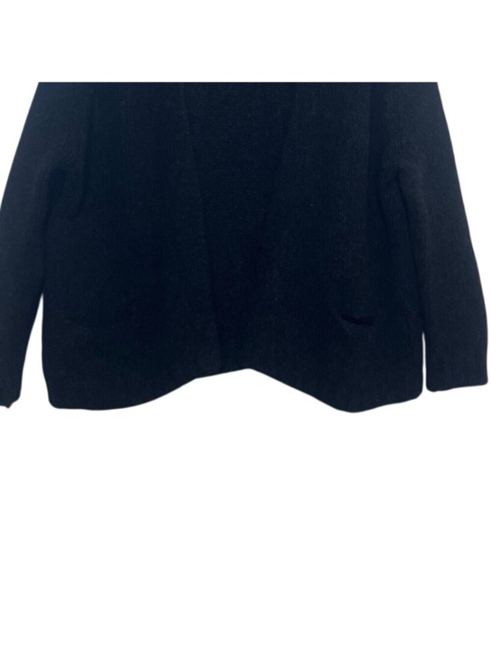 Vince Open Front Cardigan Sweater Wool Blend XS Black Cropped Pockets - Picture 6 of 10